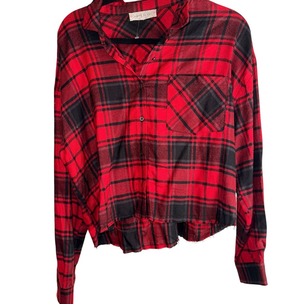 Red & Black Plaid Button-Up Shirt